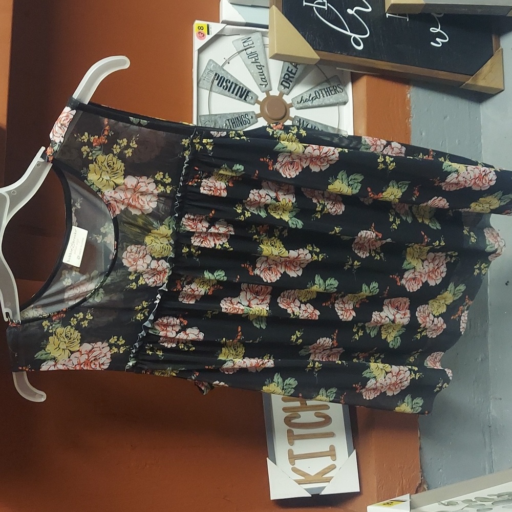 Bobbie Brooks sheer yoke top w liner NWT Black